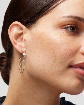 Gold Cubic Zirconia Bezel Hoops