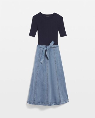 Sweater + Denim Midi Dress click to view larger image.