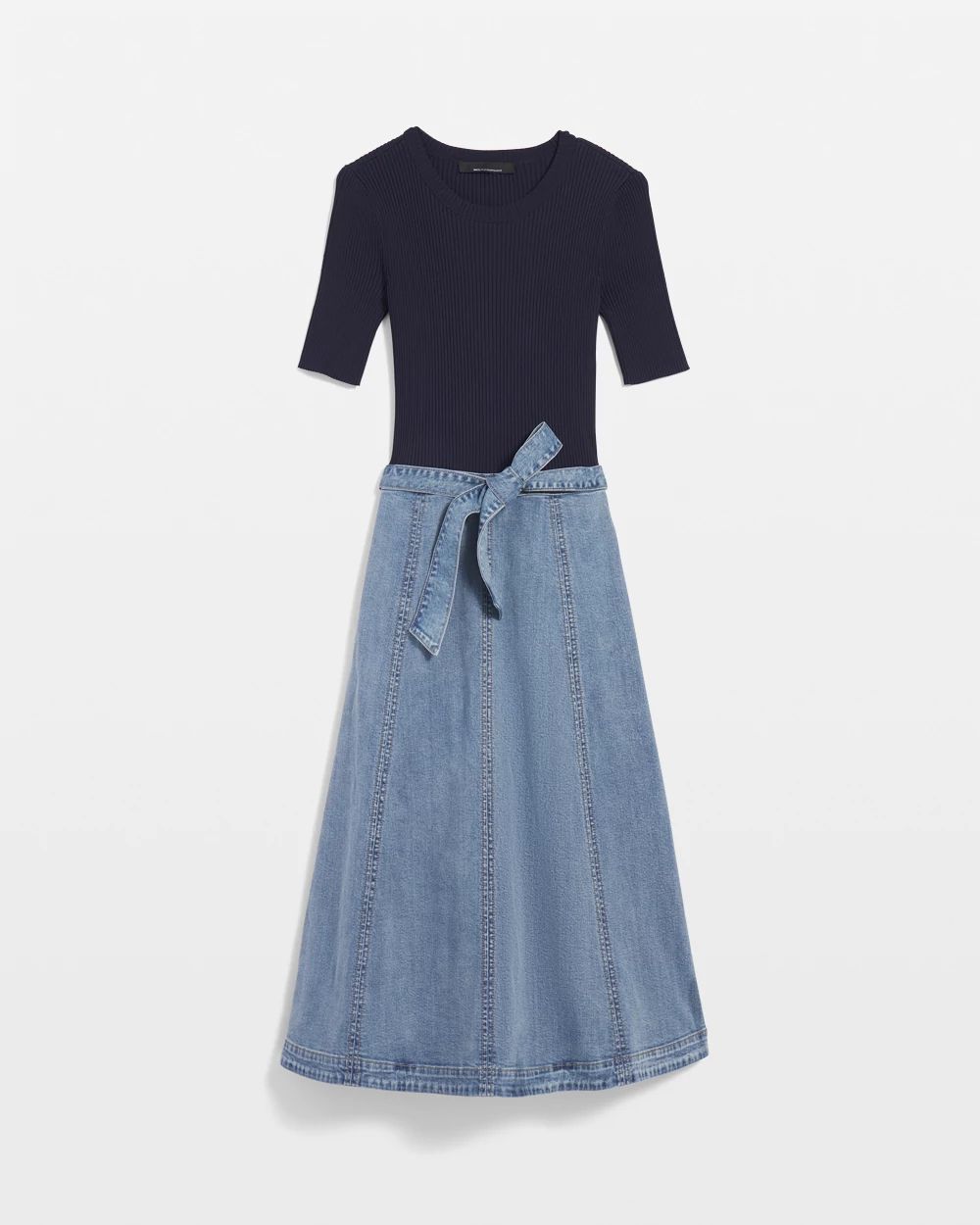 Petite Sweater + Denim Midi Dress
