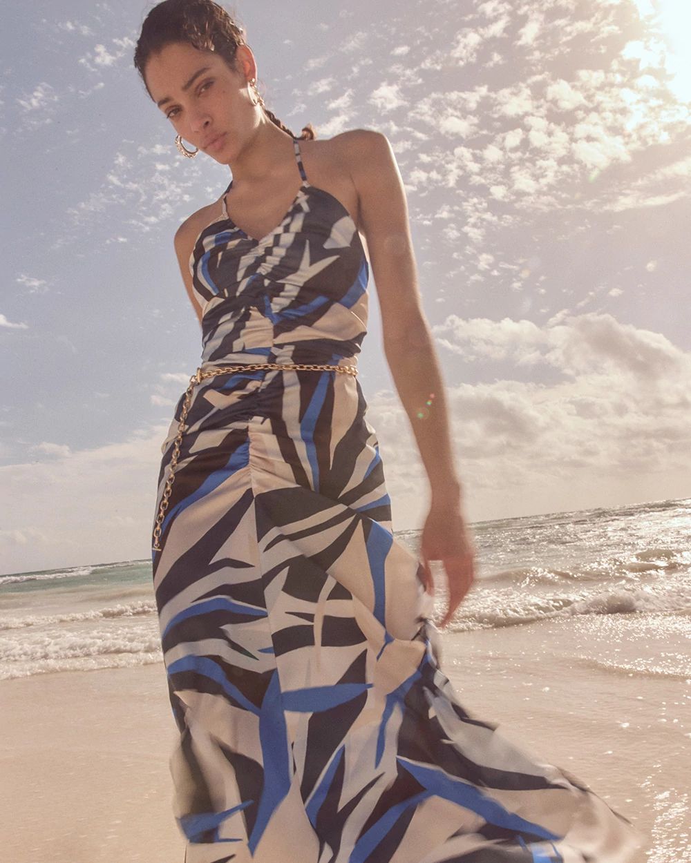 Satin Halter Maxi Dress