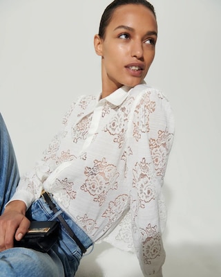 Lace Shirt with Scalloped Hem click to view larger image.
