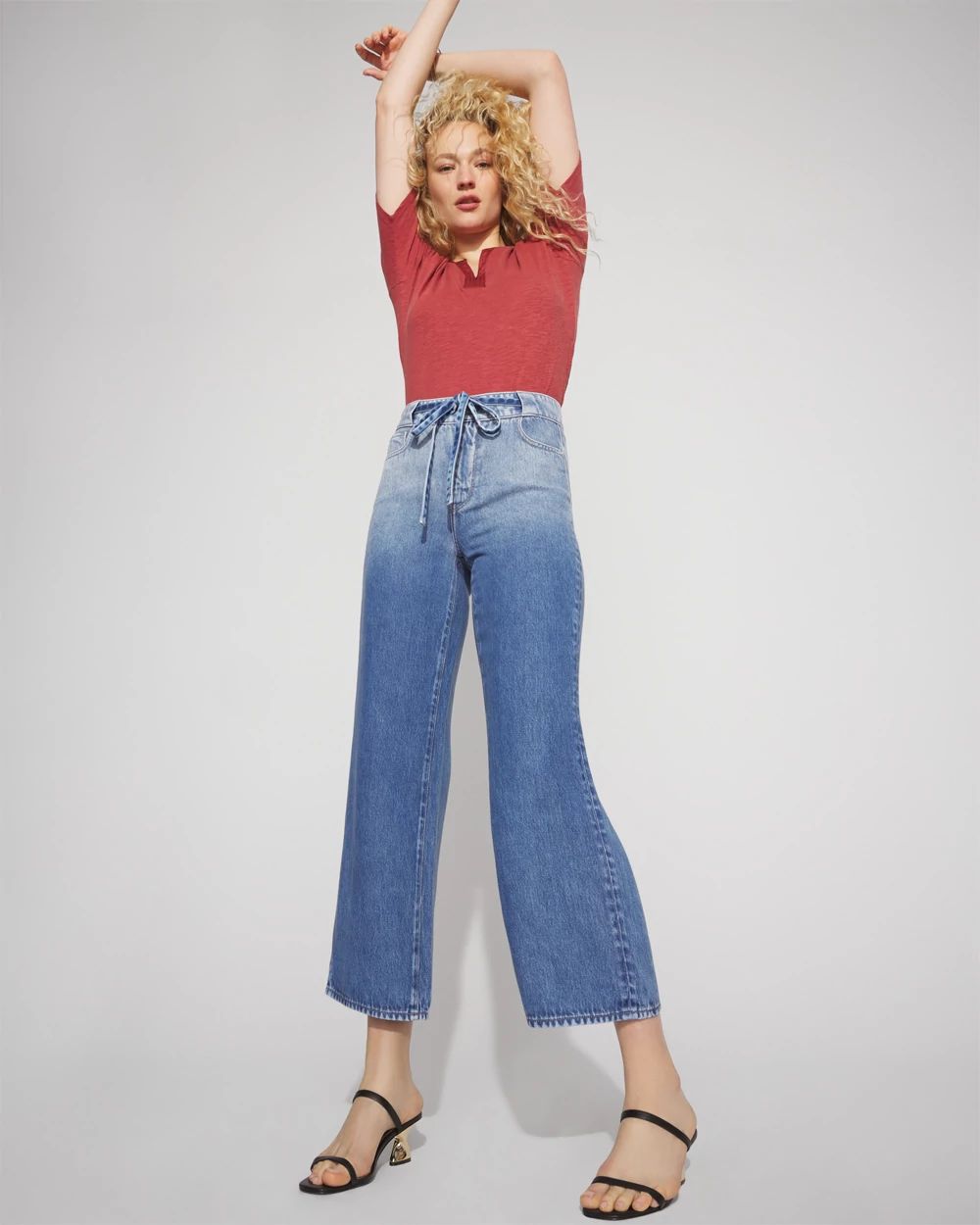 Extra High-Rise Wide-Leg Tie-Waist Cropped Jean