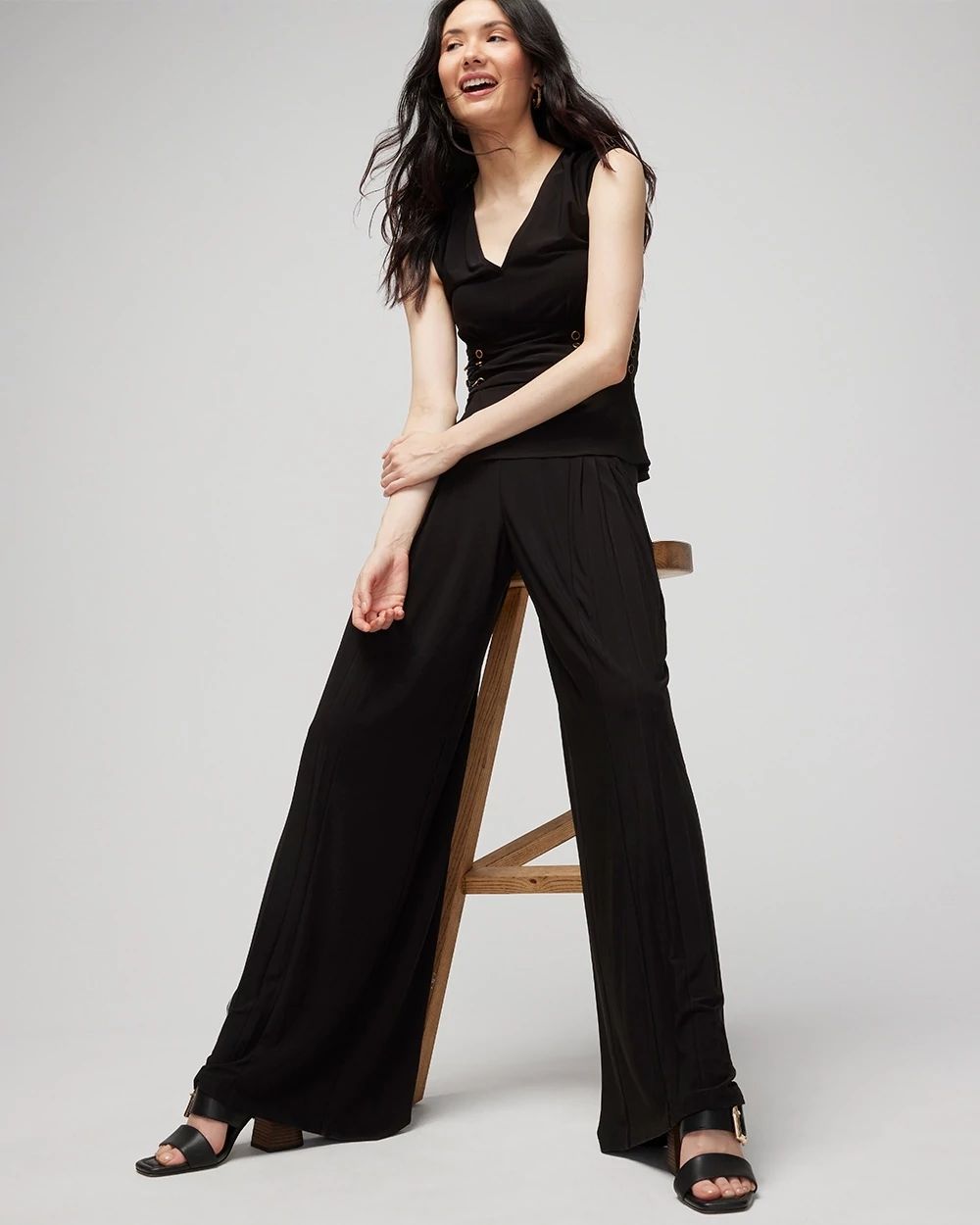 Matte Jersey Pleated Wide Leg Pant click to view larger image.