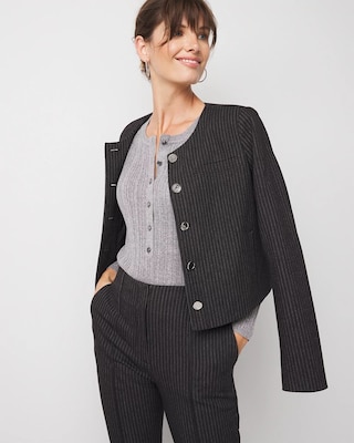 Collarless Button Front Jacket click to view larger image.