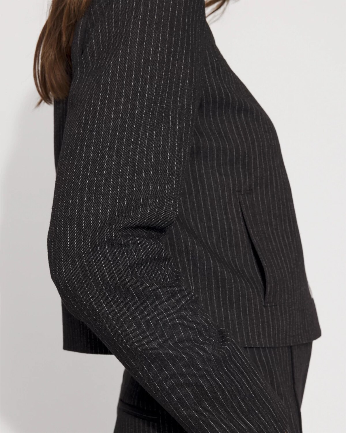 White House Black Market Collarless Button Front Jacket In Black