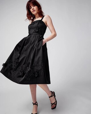 Embroidered 3-D Fit and Flare Dress