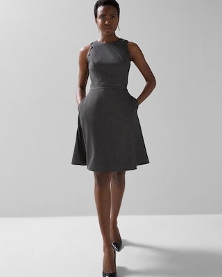 Sleeveless Crest Detail Fit & Flare Dress