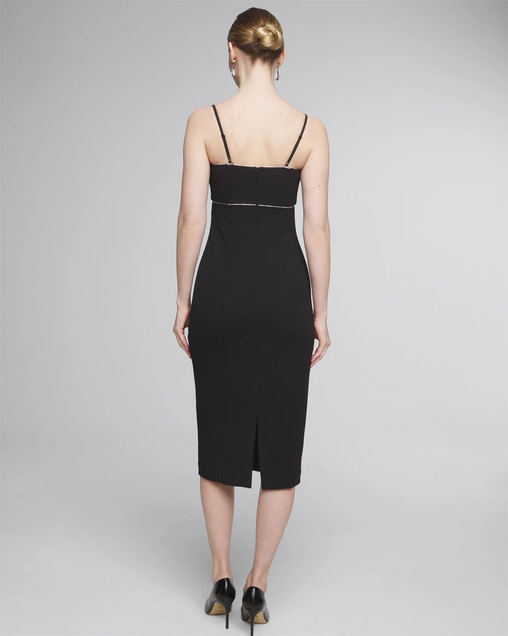 Sleeveless Crystal Trim Sheath Dress