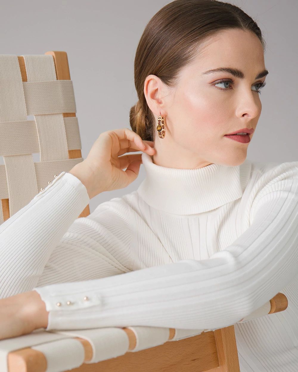 Long Sleeve Transfer Rib Turtleneck