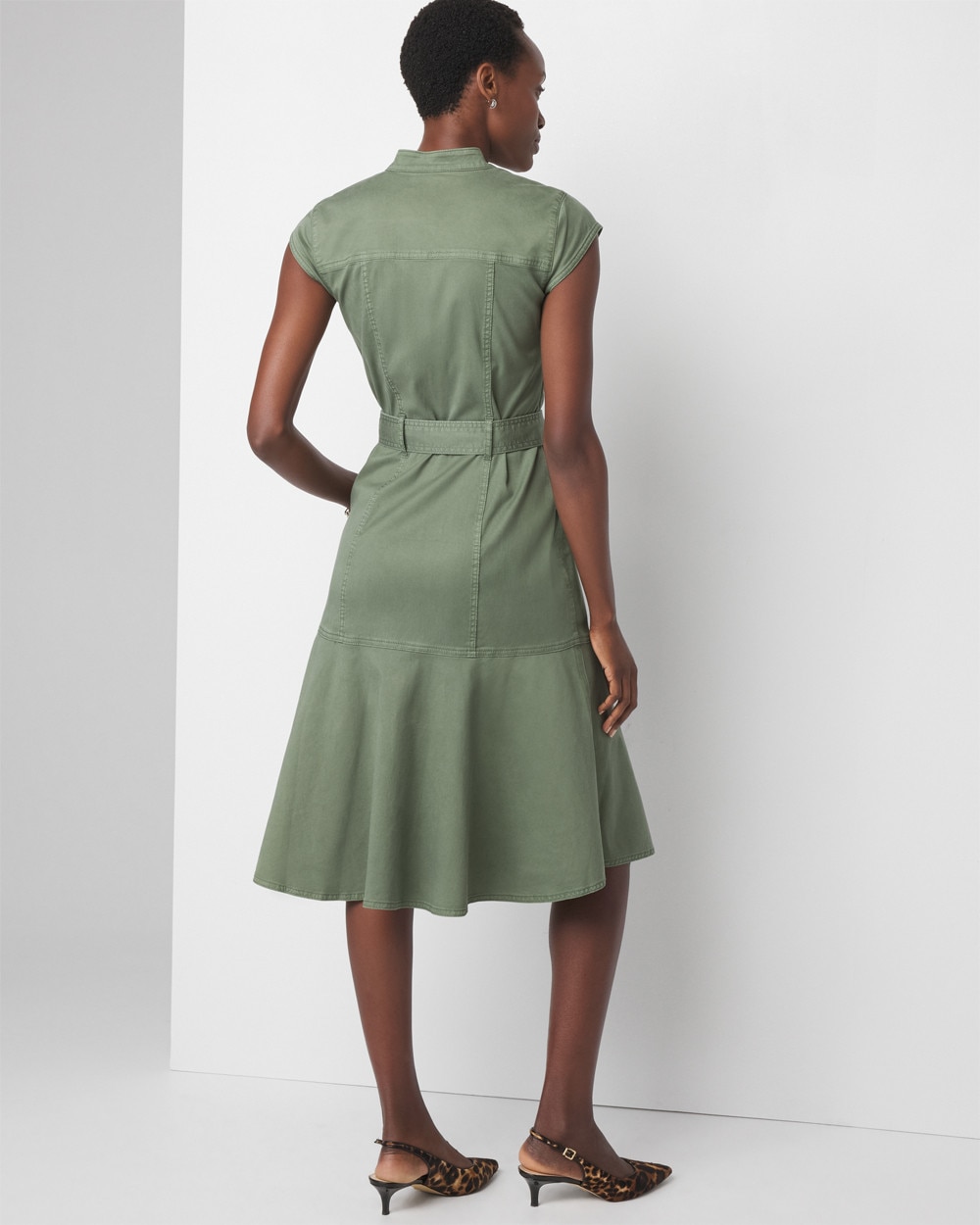 Cap Sleeve Utility Shirt Dress