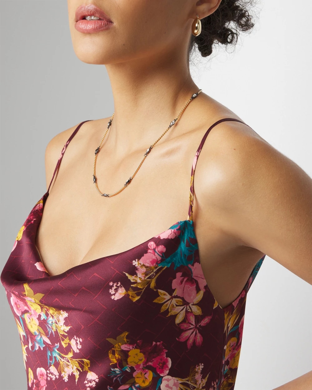 Sleeveless Cowl Neck Slip Midi Dress