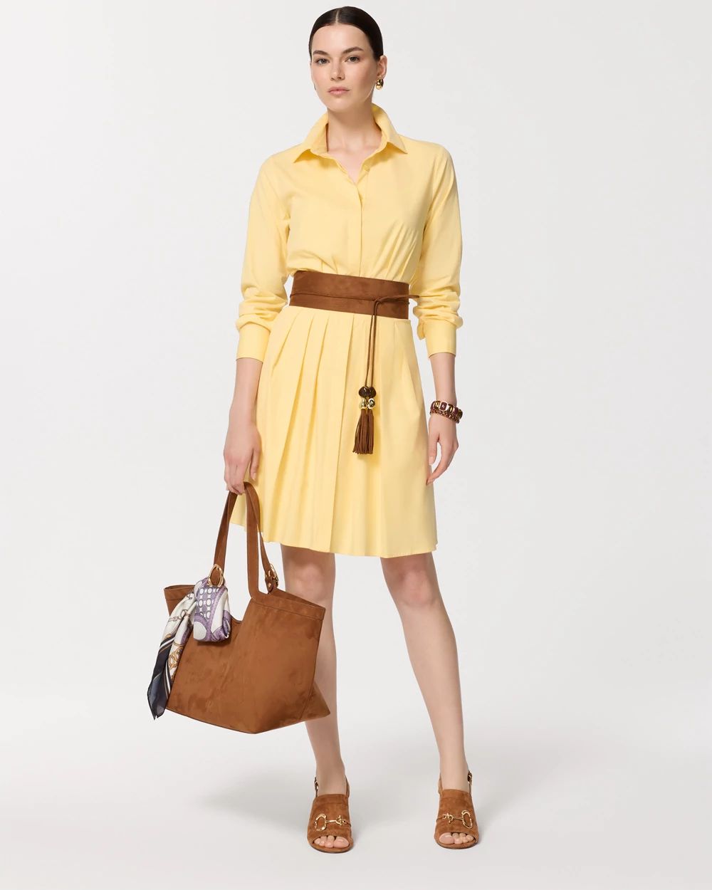 Pleated Poplin Shirt Dress click to view larger image.