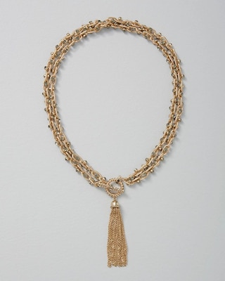 Goldtone Convertible Tassel Necklace click to view larger image.