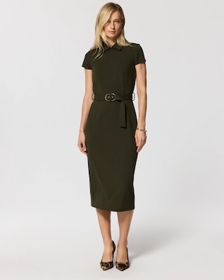 Petite Stretch Crepe Collared Sheath Dress