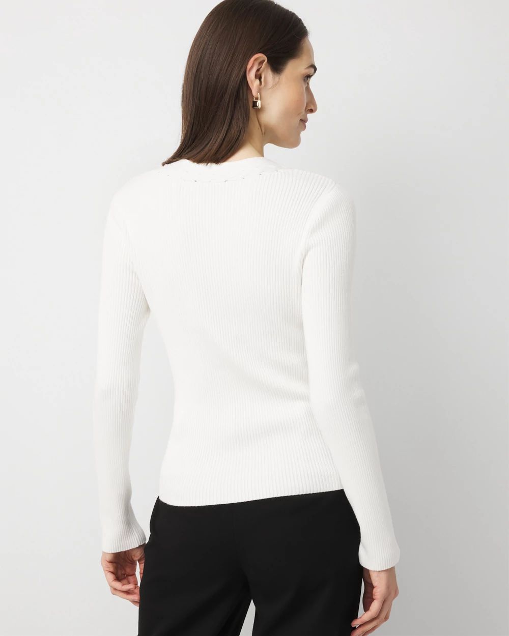 Rib Knit Pullover Sweater click to view larger image.