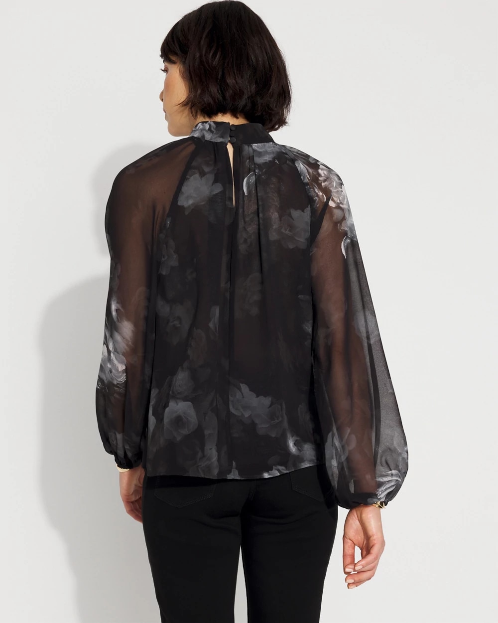 Mock Neck Raglan Sleeve Blouse