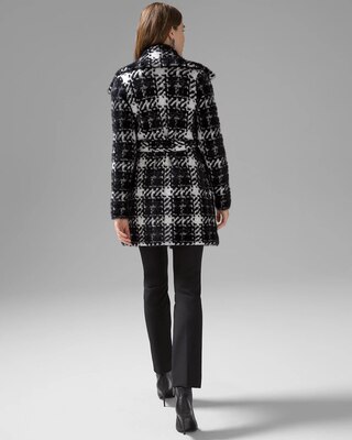 Black & White Plaid Sweater Coat