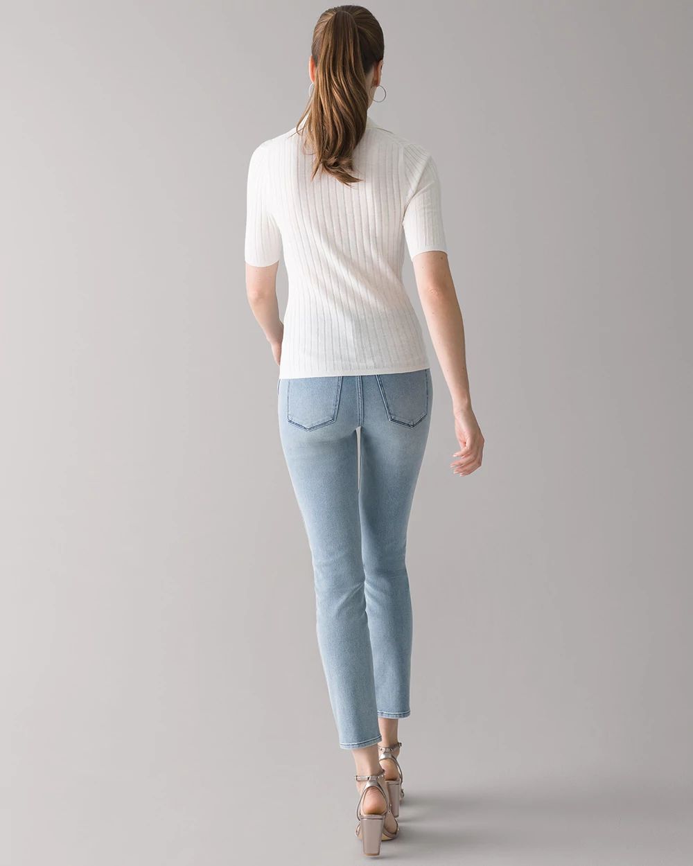 Cashmere-Blend Button Polo Sweater