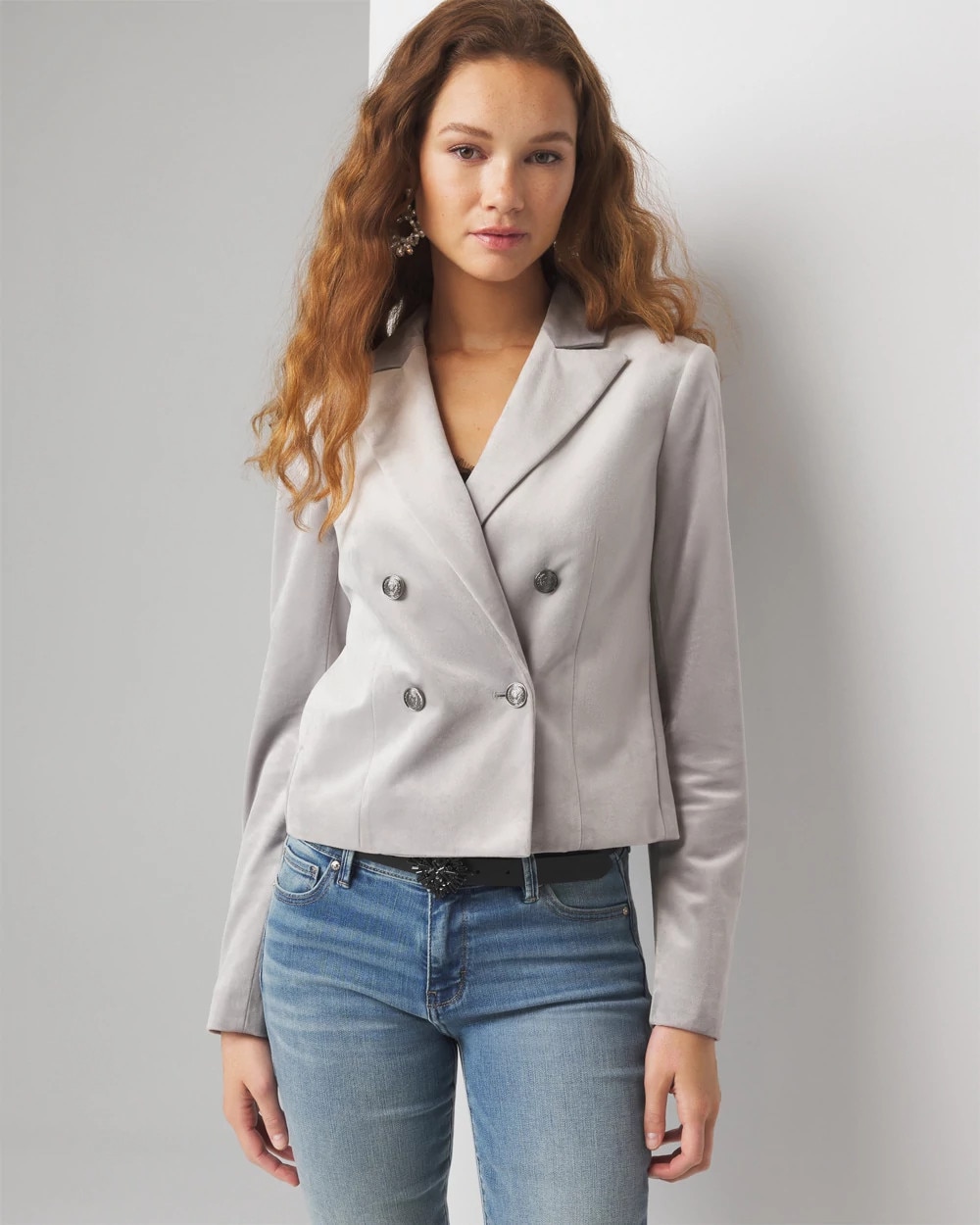 Cropped Velvet Blazer