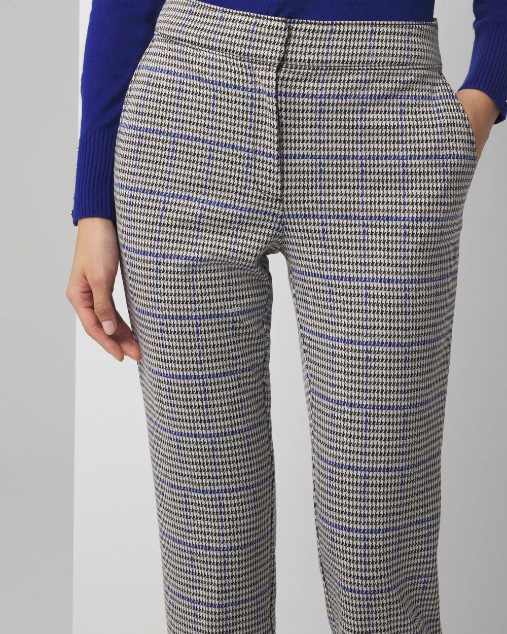 Straight Leg Houndstooth Luxe Plaid Pants click to view larger image.