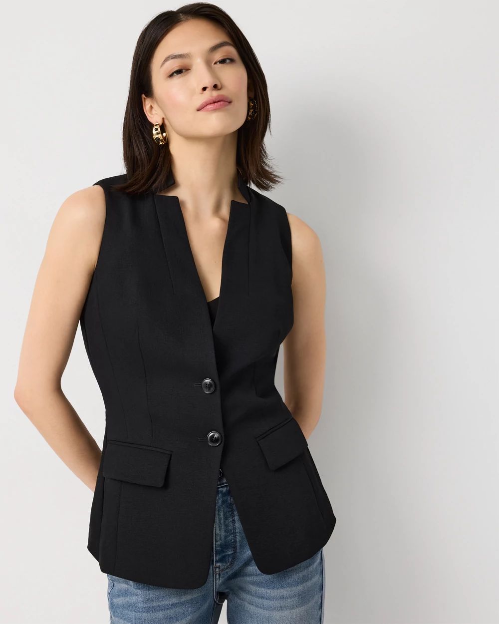Petite Drawcord Waist Tailored Vest