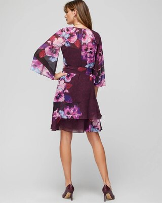 3/4 Sleeve Ruffle Blouson Dress