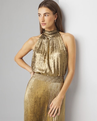 Halter Pleated Shell Top