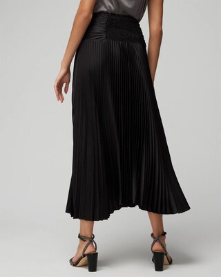 Satin Pleated Midi Skirt