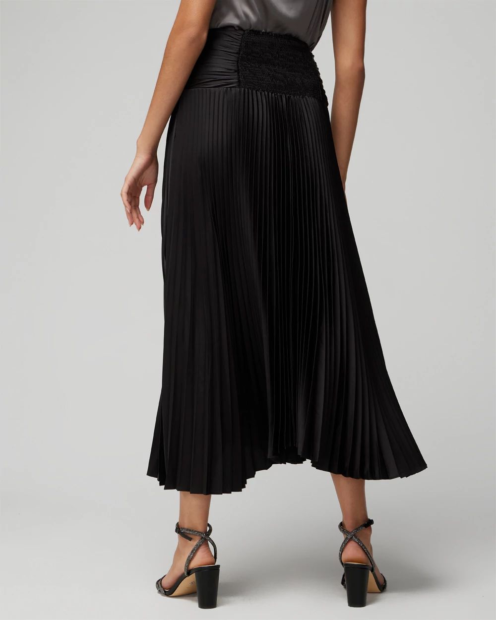 Satin Pleated Midi Skirt