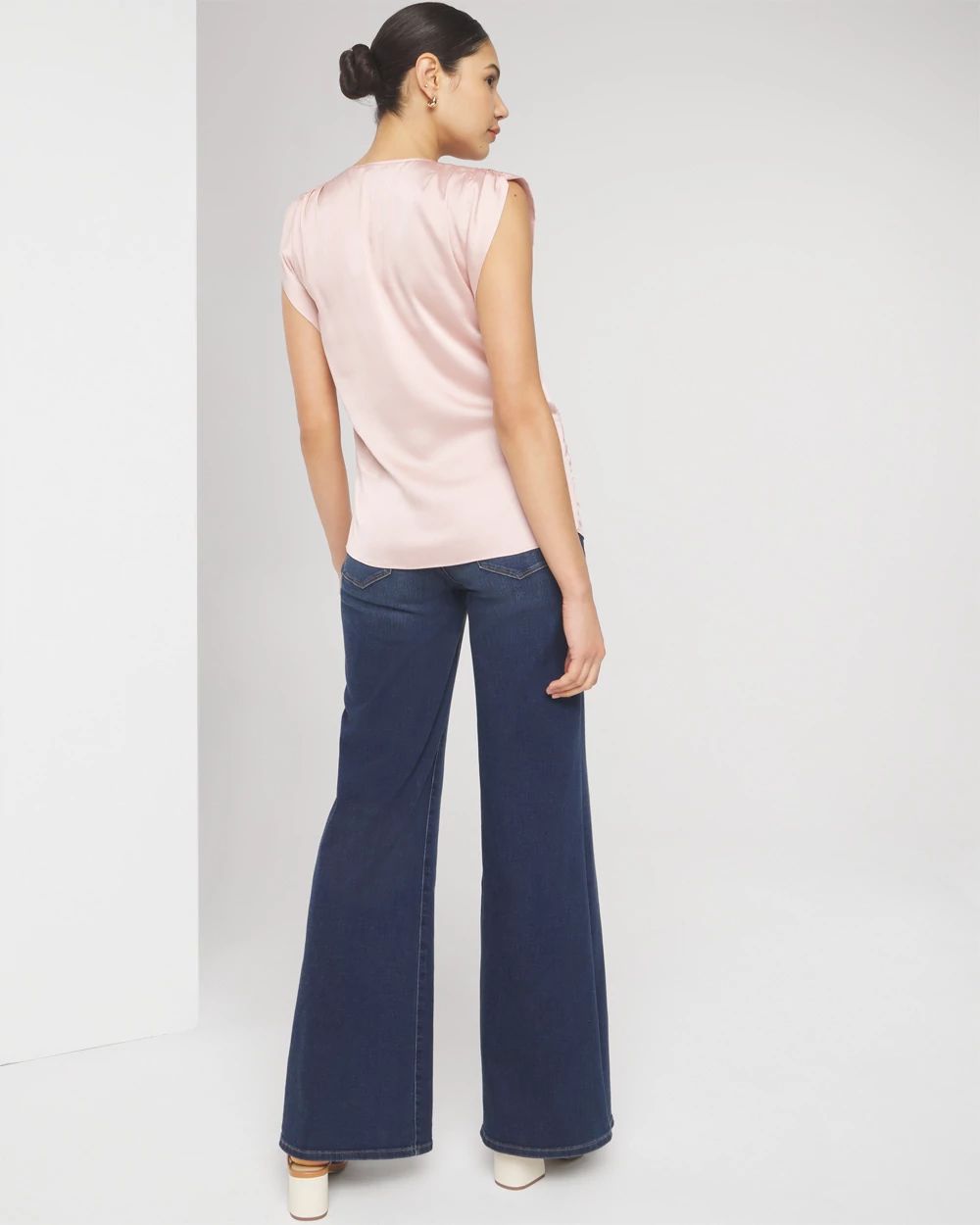 V-neck Ruched Shoulder Shell Top