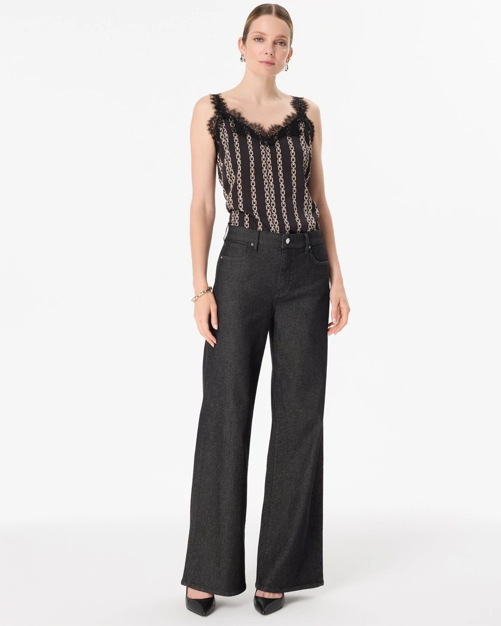 Lurex High-Rise Wide Leg Ease Jean