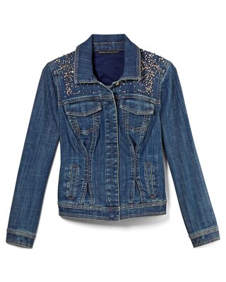 Pearl Embellished Trucker Jean Jacket