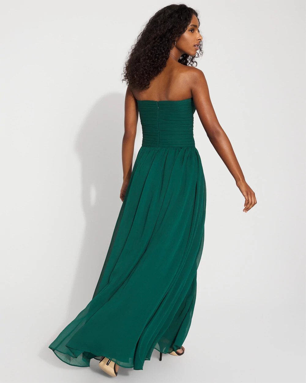 Chiffon Pleated Strapless Gown