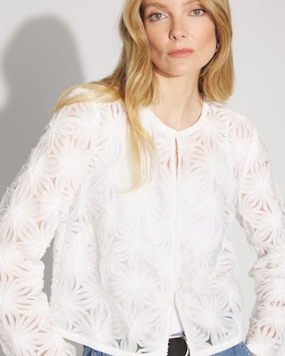 Textured Floral Appliqué Jacket click to view larger image.