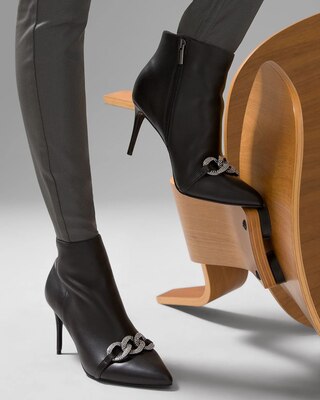 Hematite Chain Mid-Heel Bootie