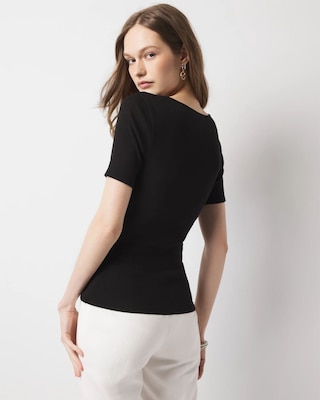 WHBM FORME™ Ribbed Stretch Button Tee click to view larger image.