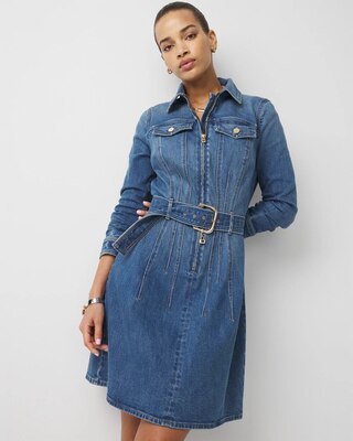 Belted Denim Dress click to view larger image.