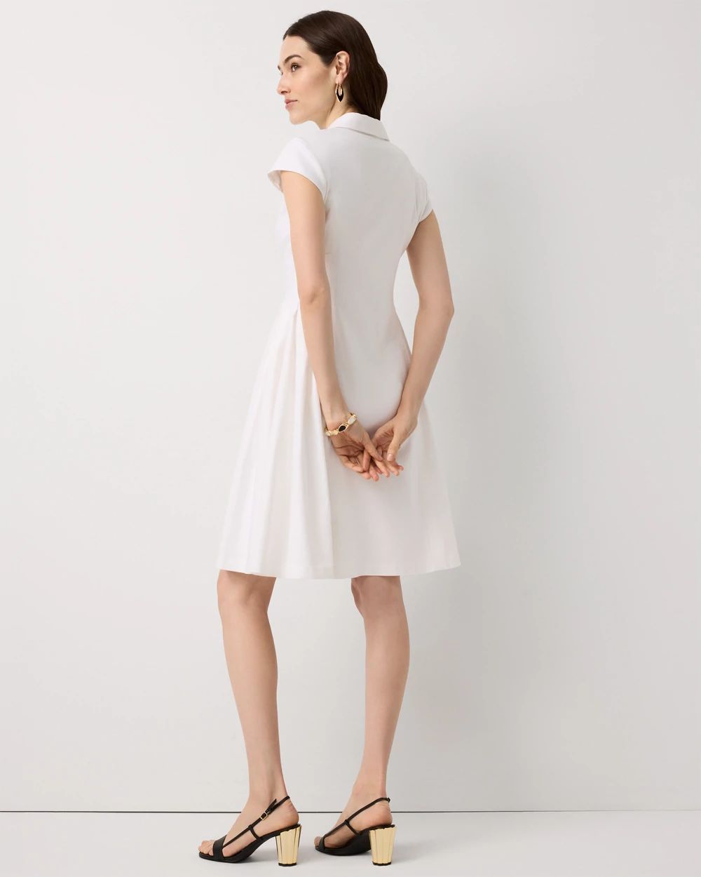 Collared Front-Zip Shirt Dress click to view larger image.
