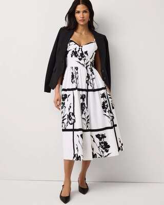 Pleated V-neck Midi Dress click to view larger image.