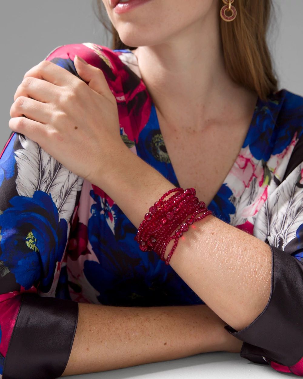 Red Beaded Stretch Bracelet