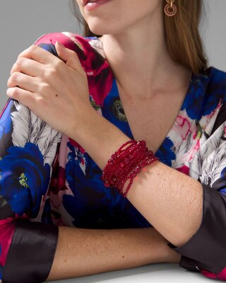 Red Beaded Stretch Bracelet