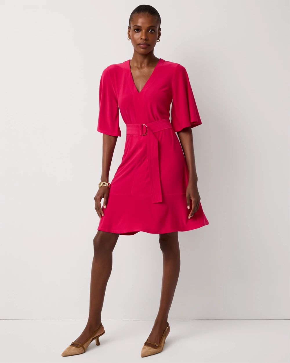 Petite Matte Jersey Belted Kimono Dress