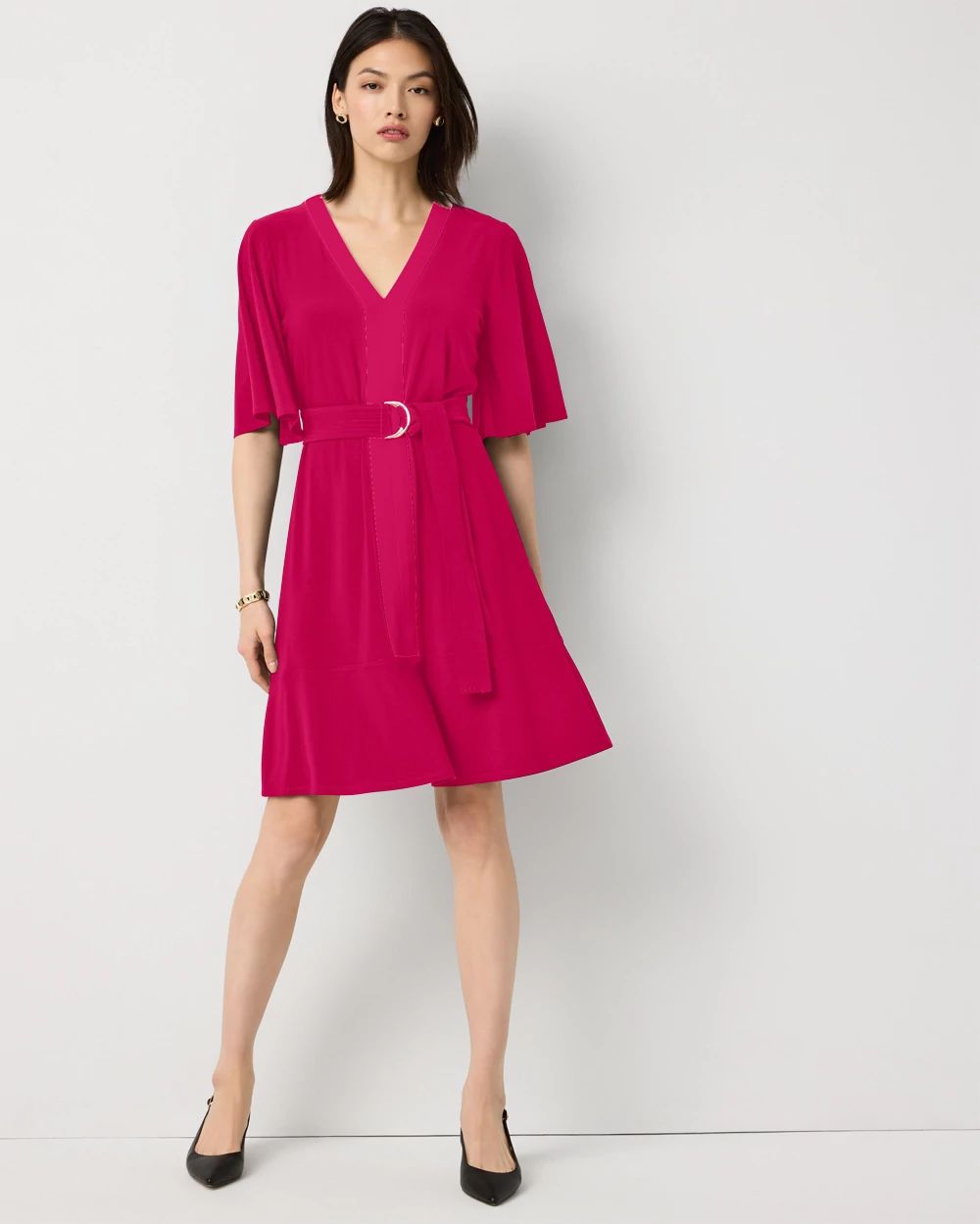 Petite Matte Jersey Belted Kimono Dress