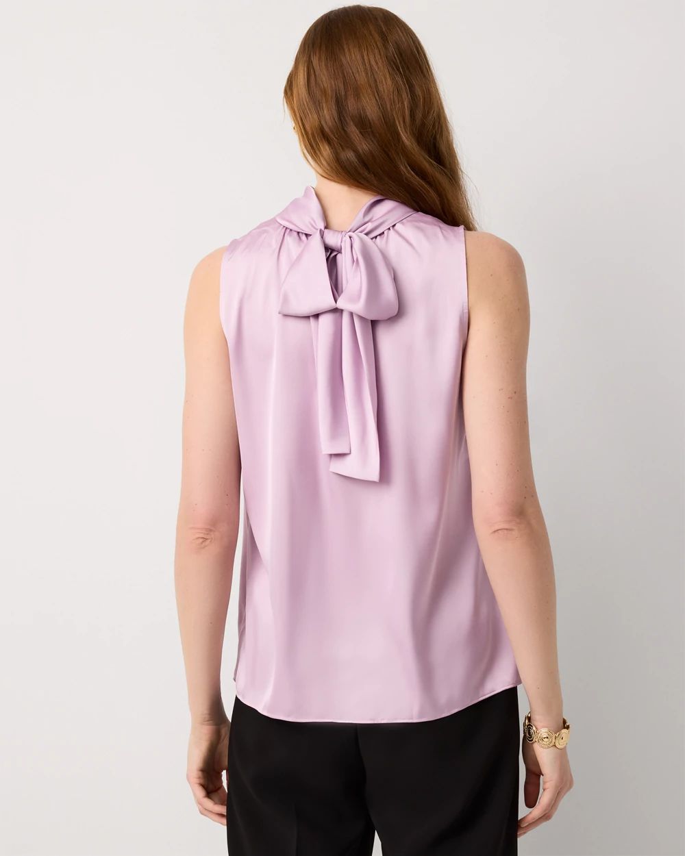 Bow Back Satin Halter Blouse
