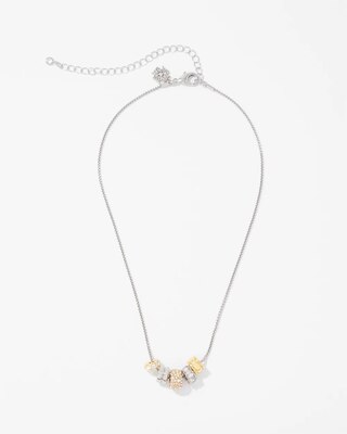 Mixed Metal Crystal Rings Short Necklace