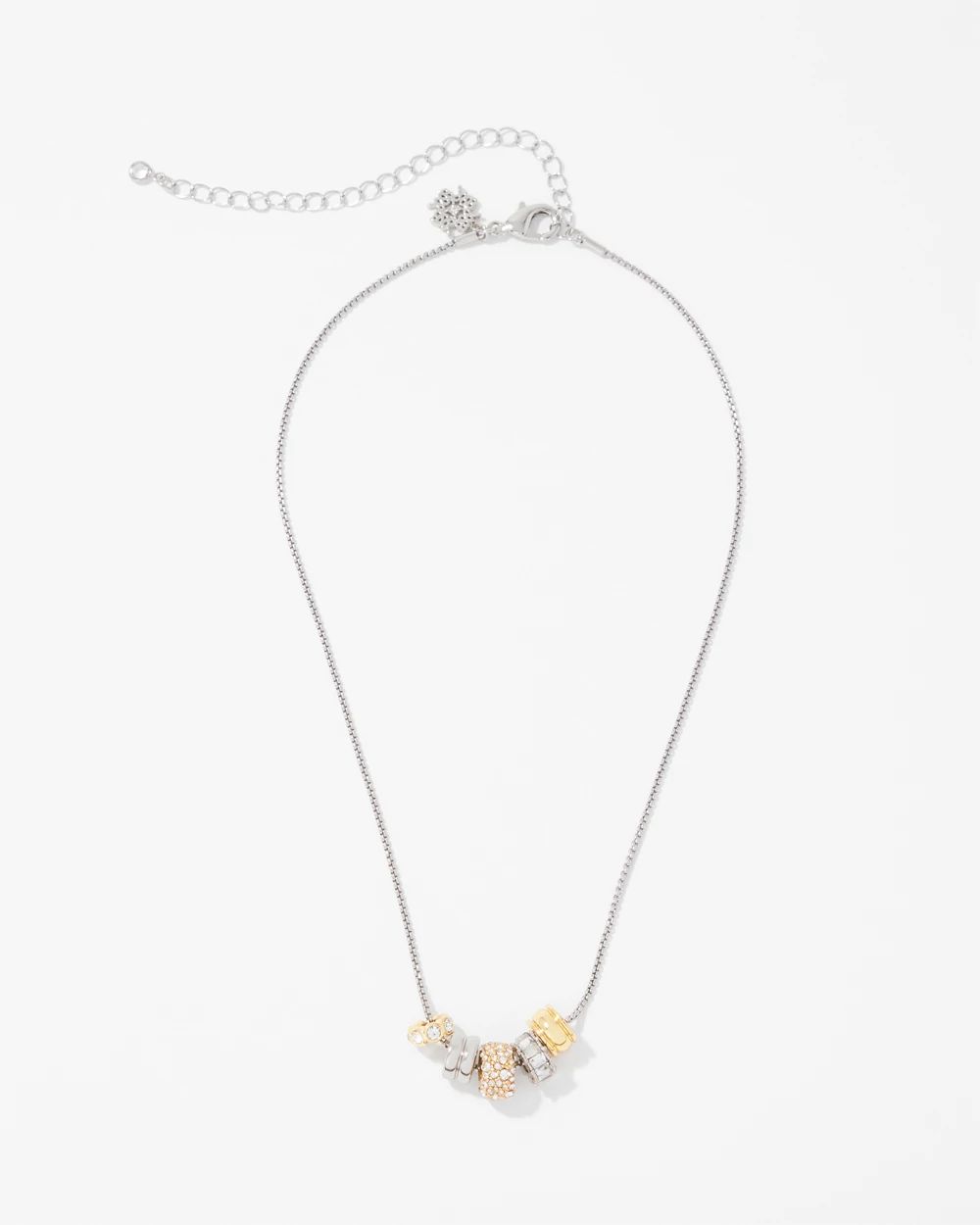 Mixed Metal Crystal Rings Short Necklace