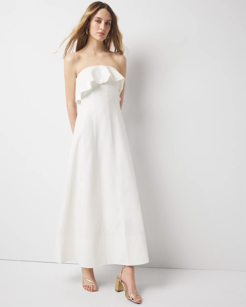 Linen-Blend Strapless Maxi Dress | White House Black Market