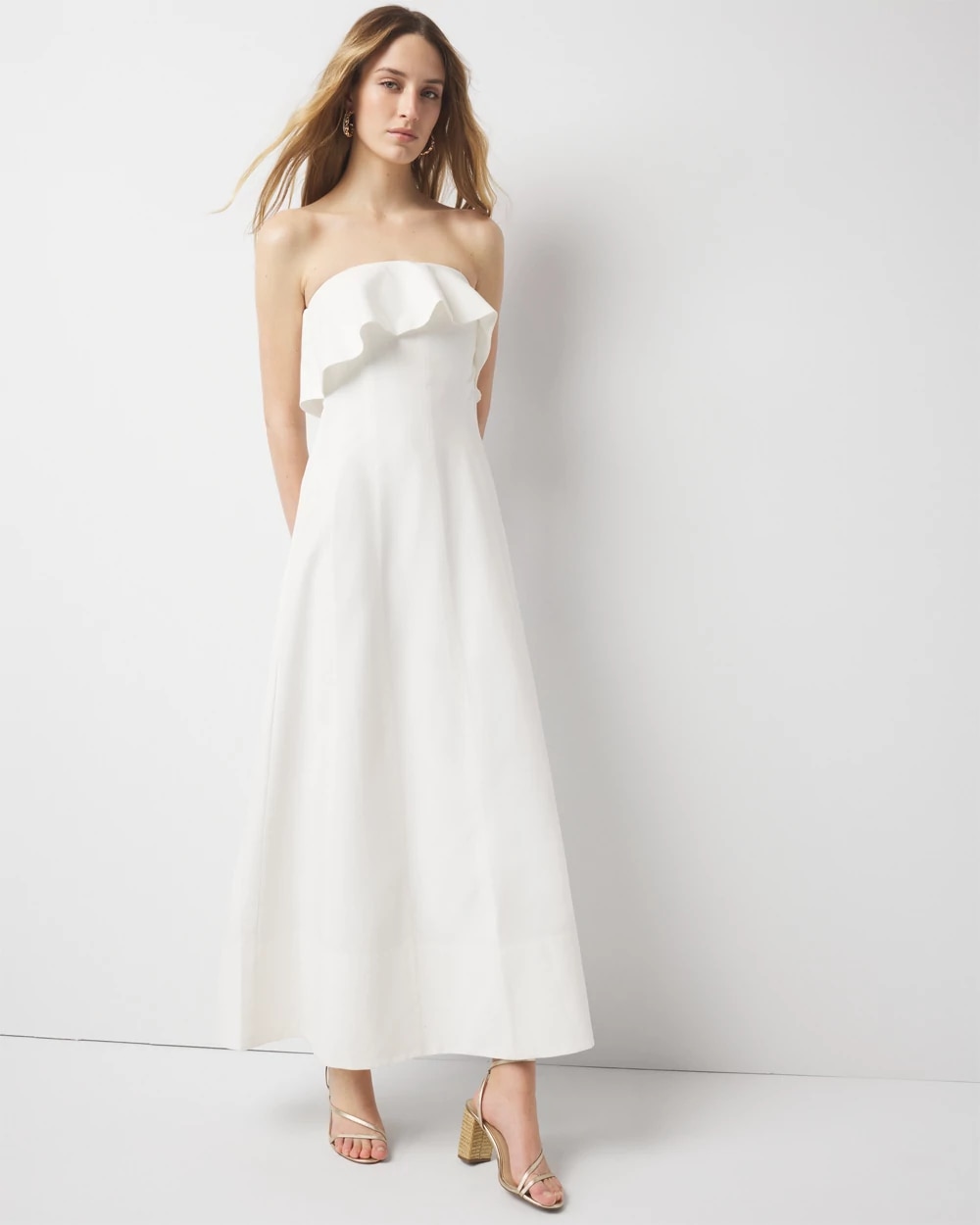 Linen-Blend Strapless Maxi Dress | White House Black Market Linen-Blend Strapless Maxi Dress | White House Black Market