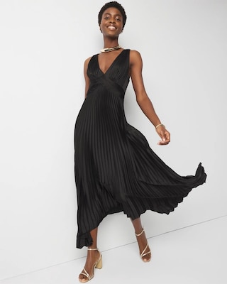 Petite Satin Pleated Midi Dress click to view larger image.