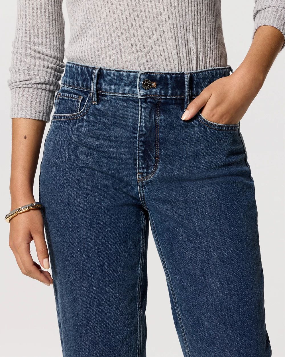Petite Cuffed High-Rise Trouser Jeans click to view larger image.